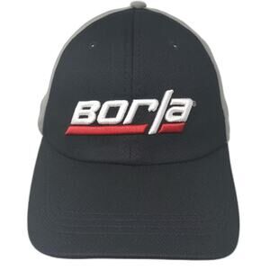 Borla Baseball Cap Black Gray OS Embroidered Logo Performance Strapback Hat